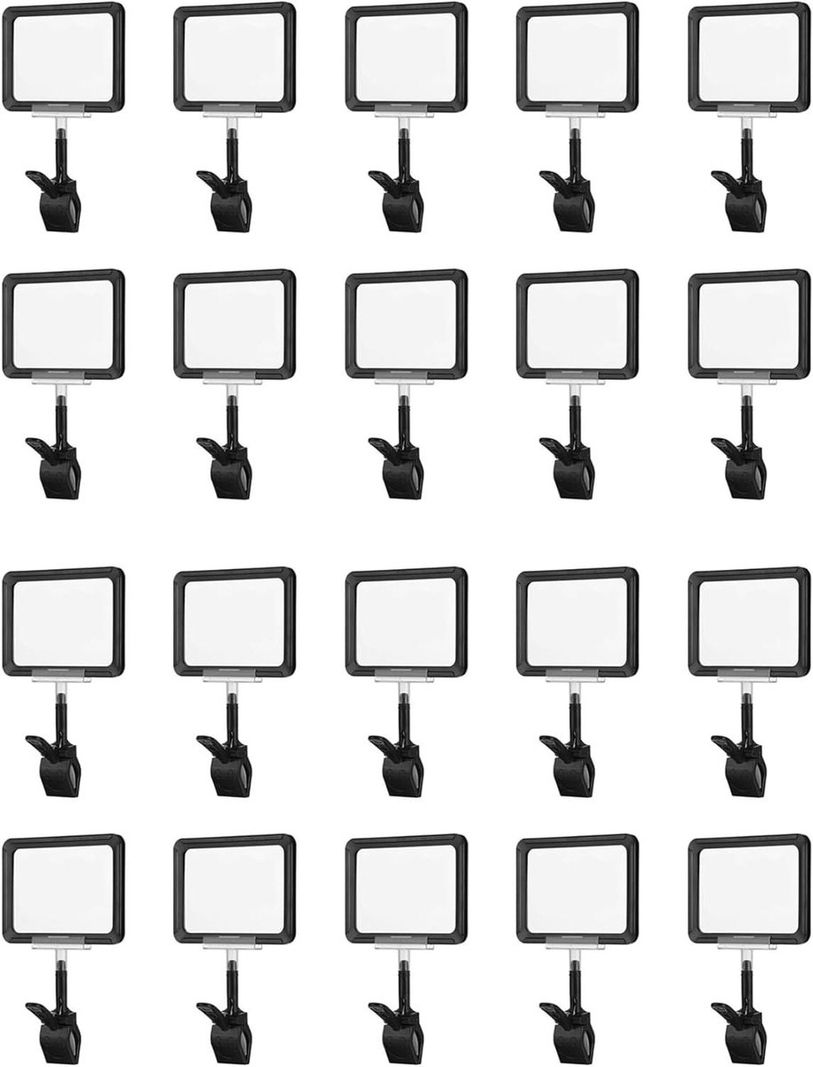 Label Clips - Bordhouder Clips - Winkel Displays - Dubbele Klem Ontwerp - 20 Stuks - Zwart