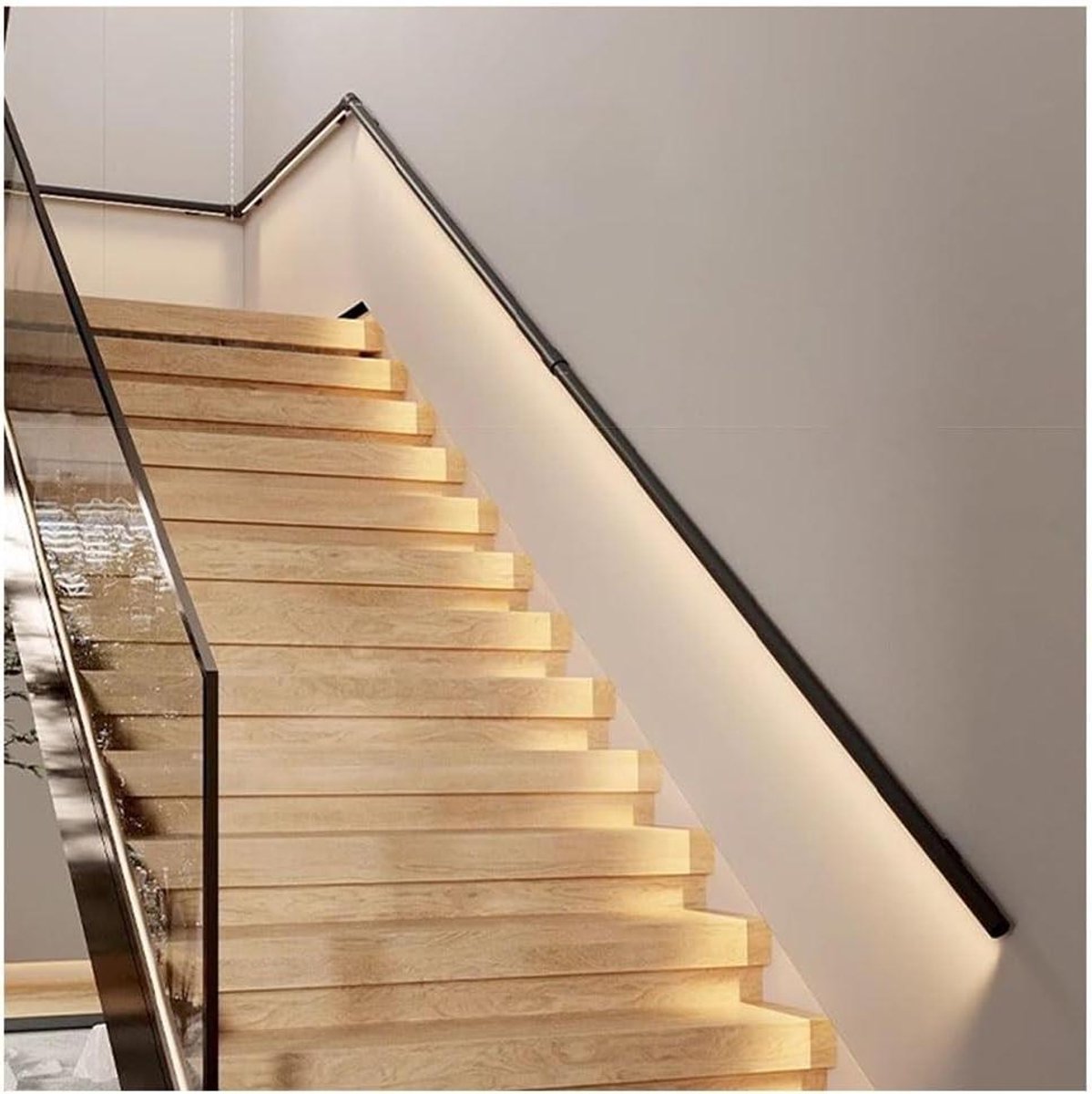 LED Trapleuning - Verlichte Handgreep - Veiligheid Binnenshuis - Ingebouwd LED Kanaal - 1 meter - Zwart