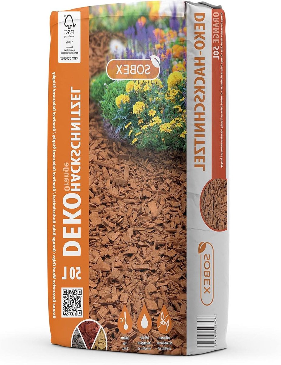 Houtsnippers Tuinmulch - Pijnboomschors Decoratie - Planten en Struiken - Grof Oranje - 50L - Oranje