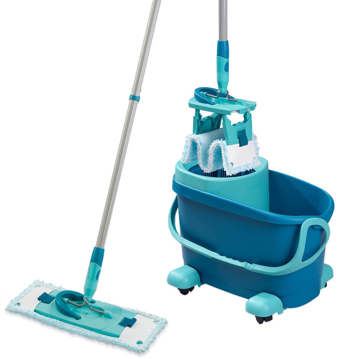 Bol.com Leifheit Clean Twist M vloerwisser Ergo mobiel - dweil set compleet systeem met wieltjes - 33 cm - 6 liter aanbieding