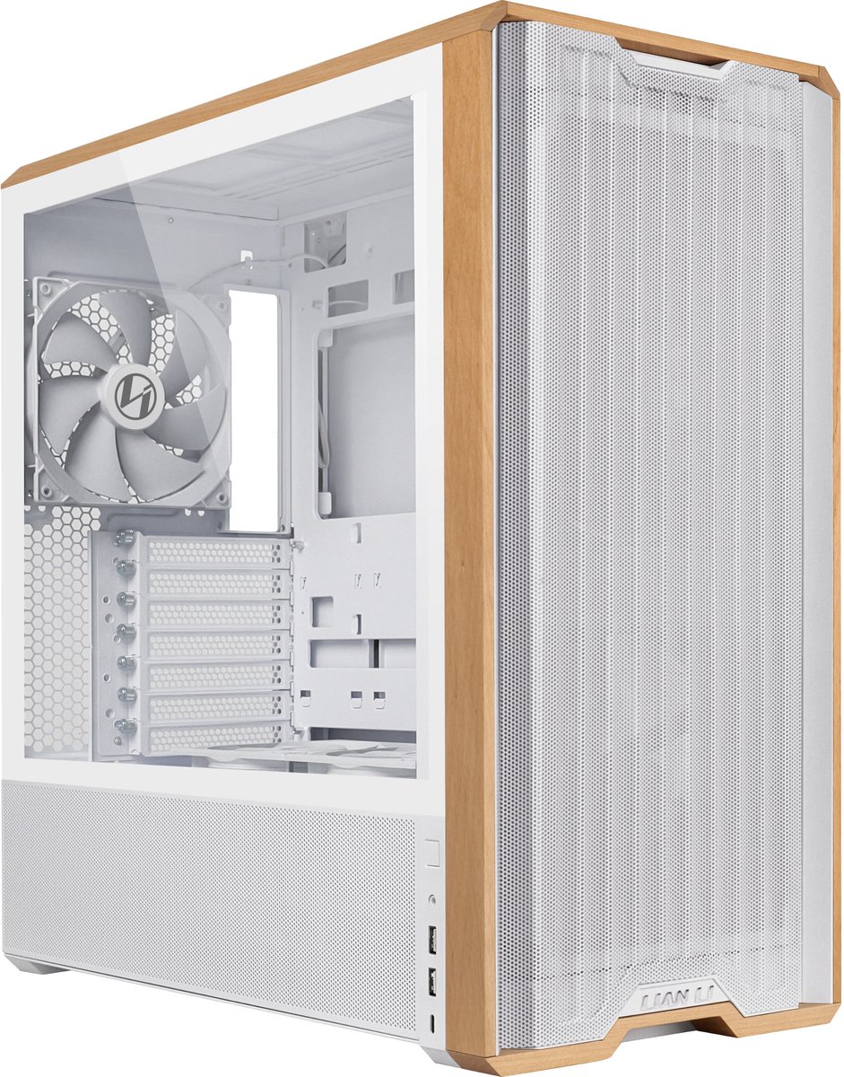 Lian Li Lancool LAN217W computerbehuizing Midi Tower Wit, Hout