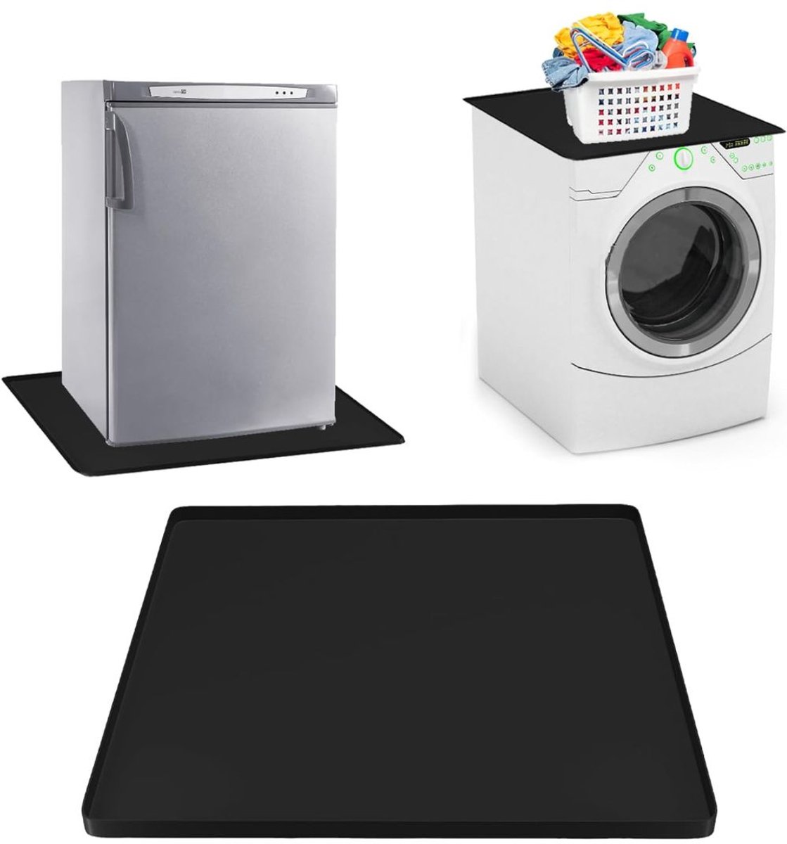 KAD® Lekbak - Lekbak Wasmachine - Anti Trillingsmat Wasmachine - Lekbak Wasmachine - Lekbak Wasmachine Universeel - Zwart - 60cm x 60cm x 2cm