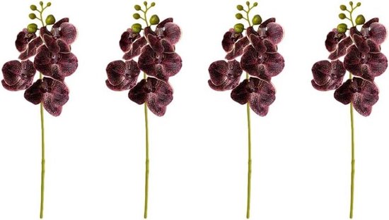 Kunstorchideeën Boeketten - Nep Orchideeën Zijde Orchideeën - Huis Decoratie - Echte Touch Latex - 45 cm Hoog - Paars Gestreept