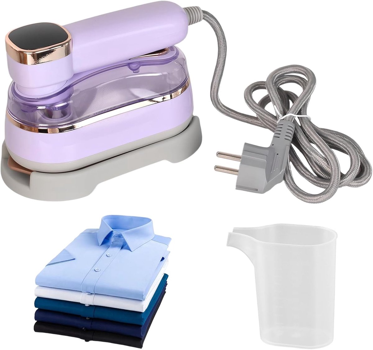 Draagbaar reisstrijkijzer, 2-in-1 stoomstrijkijzer + rimpelverwijderaar, snelle opwarming 15 seconden (1400 W), licht en compact voor op reis, tank 180 ml, 4 beugelmodi, led-display