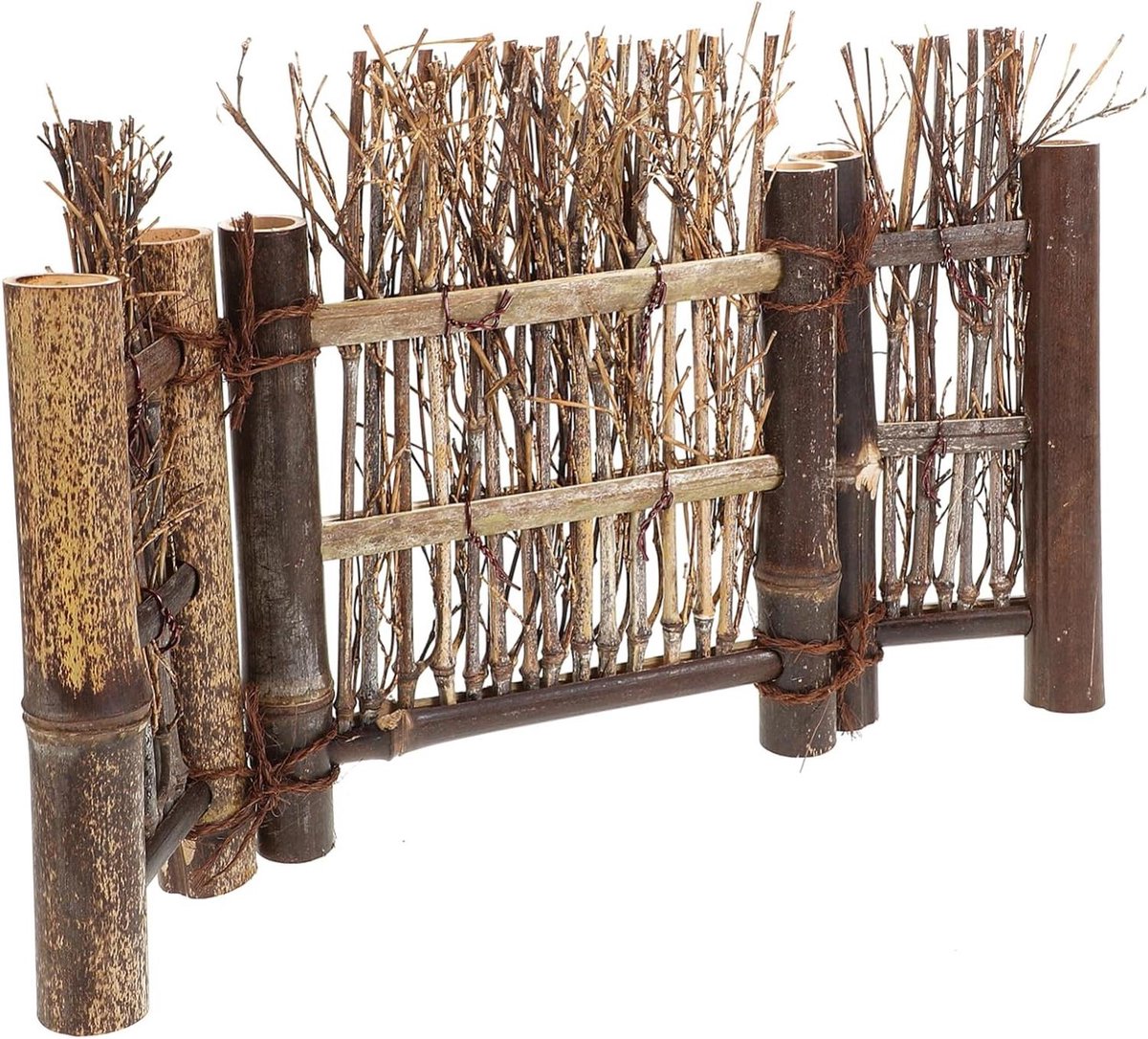 Miniatuur Hek - Poppenhuishek Tuindecoratie - Poppenhuis Decoratie - Handgemaakt Bamboe Materiaal - 37.50X23.50X2.50CM - Lichtbruin