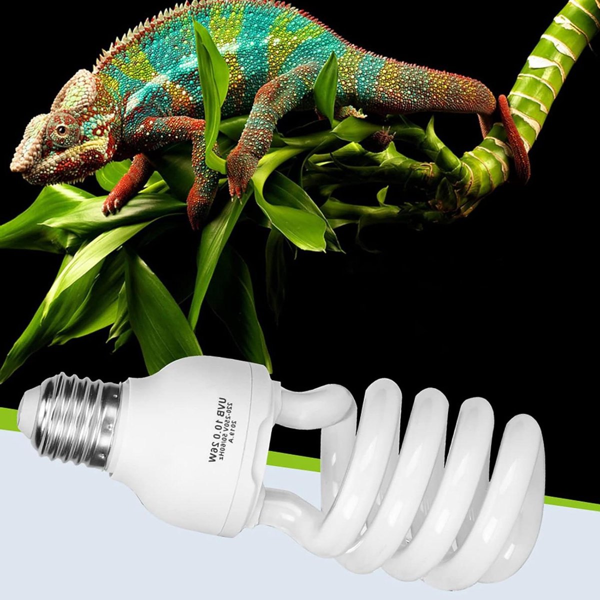 UVB Reptielenlamp - Terrariumlamp Warmtelamp - Reptielen Gezondheid - Nabootst Zonlicht - 26 Watt - Wit