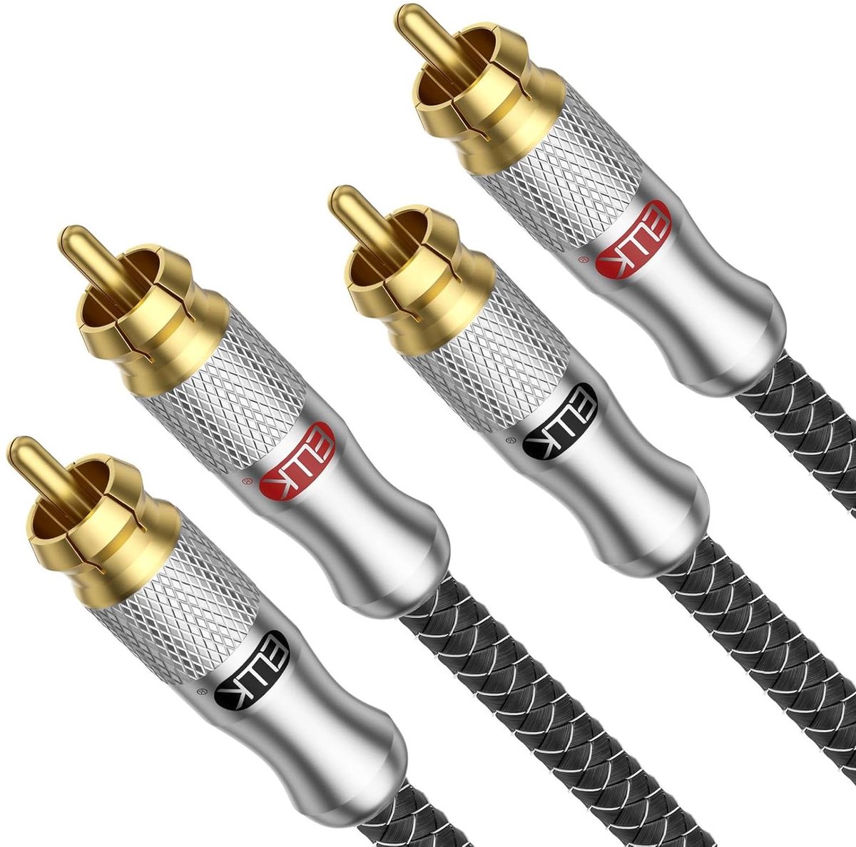 RCA Kabel - Audio Kabel Cinch - Home Cinema - Afgeschermd Gevlochten - 2.4 meter - zilver