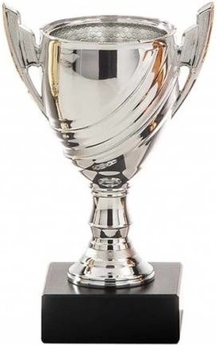 Zilveren trofee beker - eerste prijs - H13 cm - Sportprijs