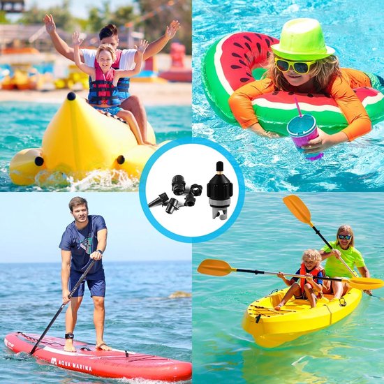 Ventieladapter - Pomp adapter - Watersport oppompen - 4 Opblaasmondstukken - 8x1.9cm - Zwart — afbeelding 3