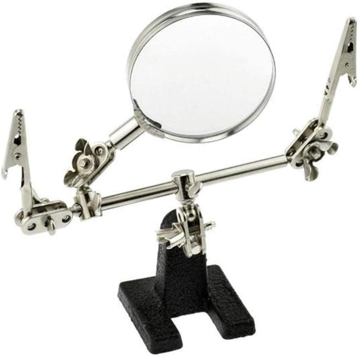 Vergrootglas met Standaard - Loep Vergrootloep - Reparatie en Inspectie - Handsfree met Klemmen - 65 mm Lens - Zwart