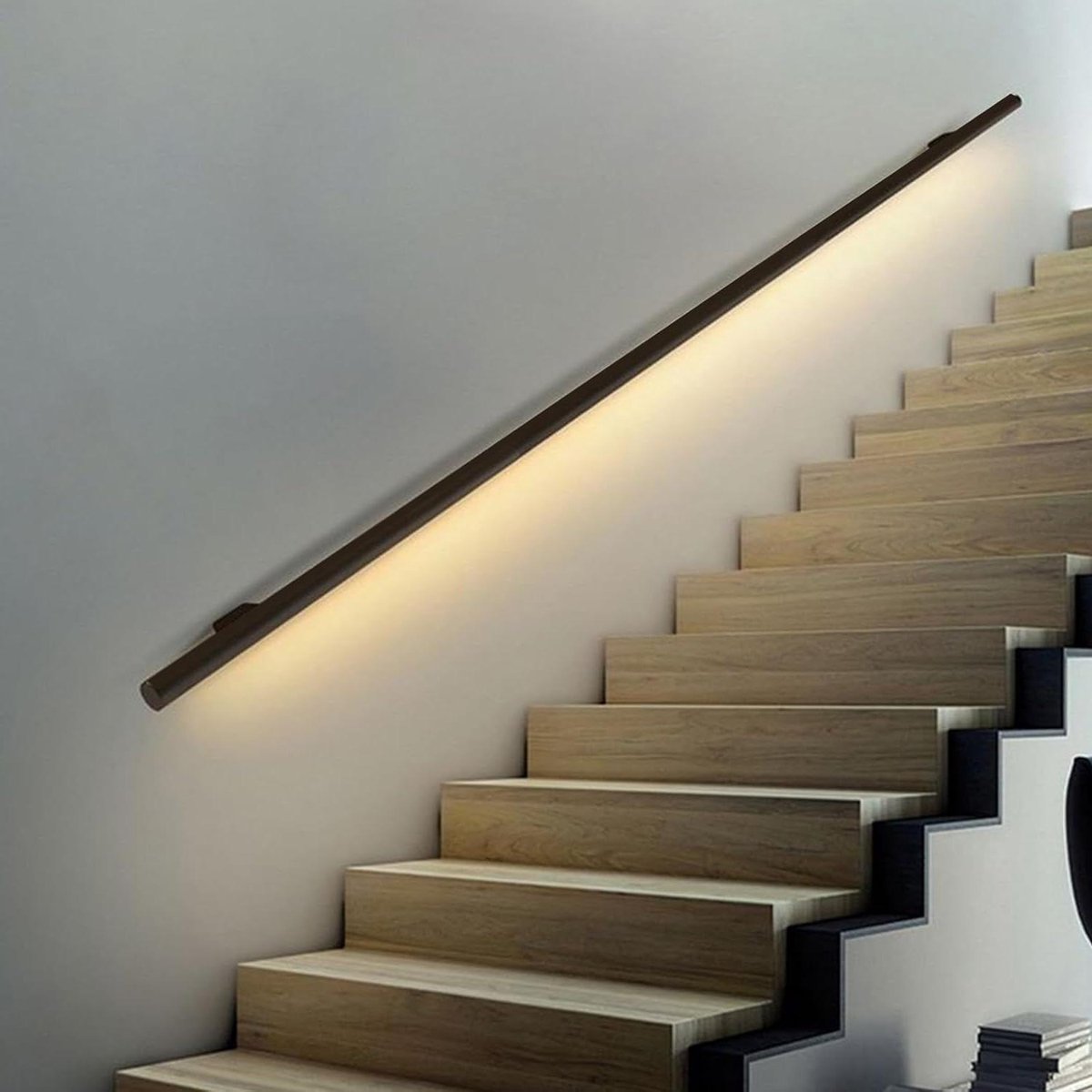 Trapleuning met LED - Veiligheidsreling Moderne Leuning - Veilige Trappen - Geïntegreerde LED-verlichting - 120 cm - Zwart