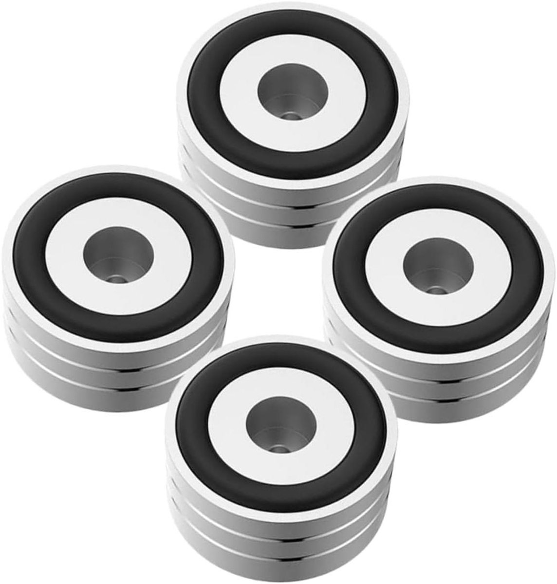 Luidspreker Isolatievoeten - Schokabsorberende Voetjes - Apparatuur Stabiliseren - Antislip Rubber Ringen - 4 stuks - Zilver