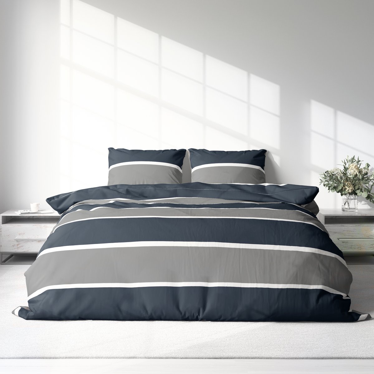 Dekbedovertrek 100% Katoen Premium - 200 x 200(220)cm - StripeLines Blue