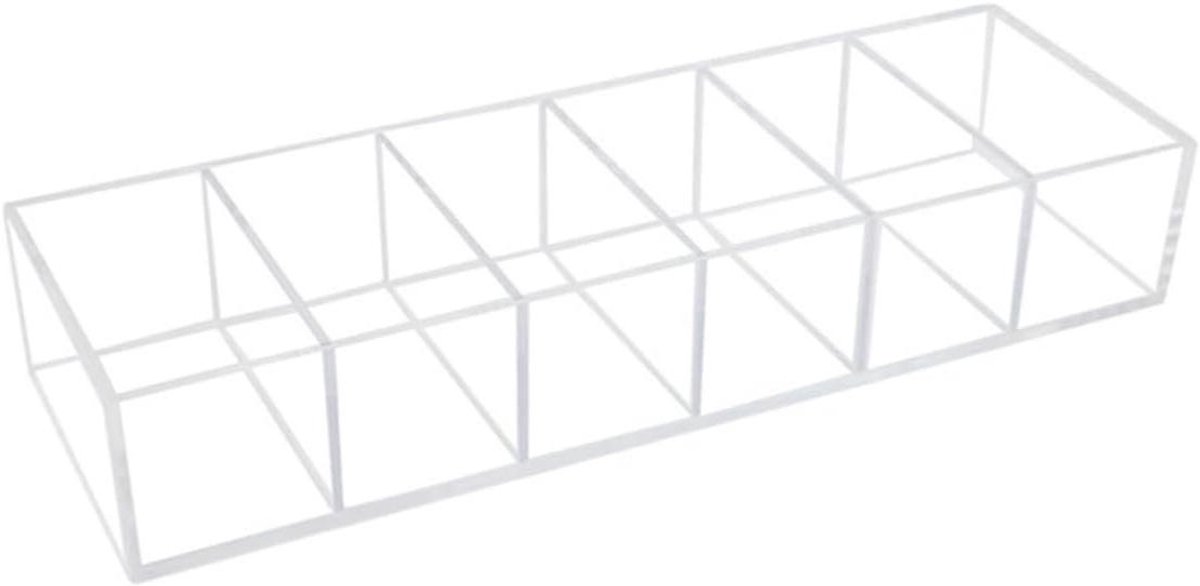 Acryl Make-up Organizer - Cosmetica Opbergdoos - Schoonheidsproducten Ordenen - Afneembare 6 Roosters - 25.8x8.4cm - Transparant