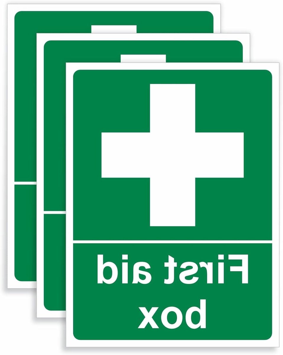 EHBO-doos stickers - Veiligheidsborden Vinyl - Veiligheid Aangeven - BS EN ISO 7010 Gecertificeerd - 150 x 200 mm - Wit