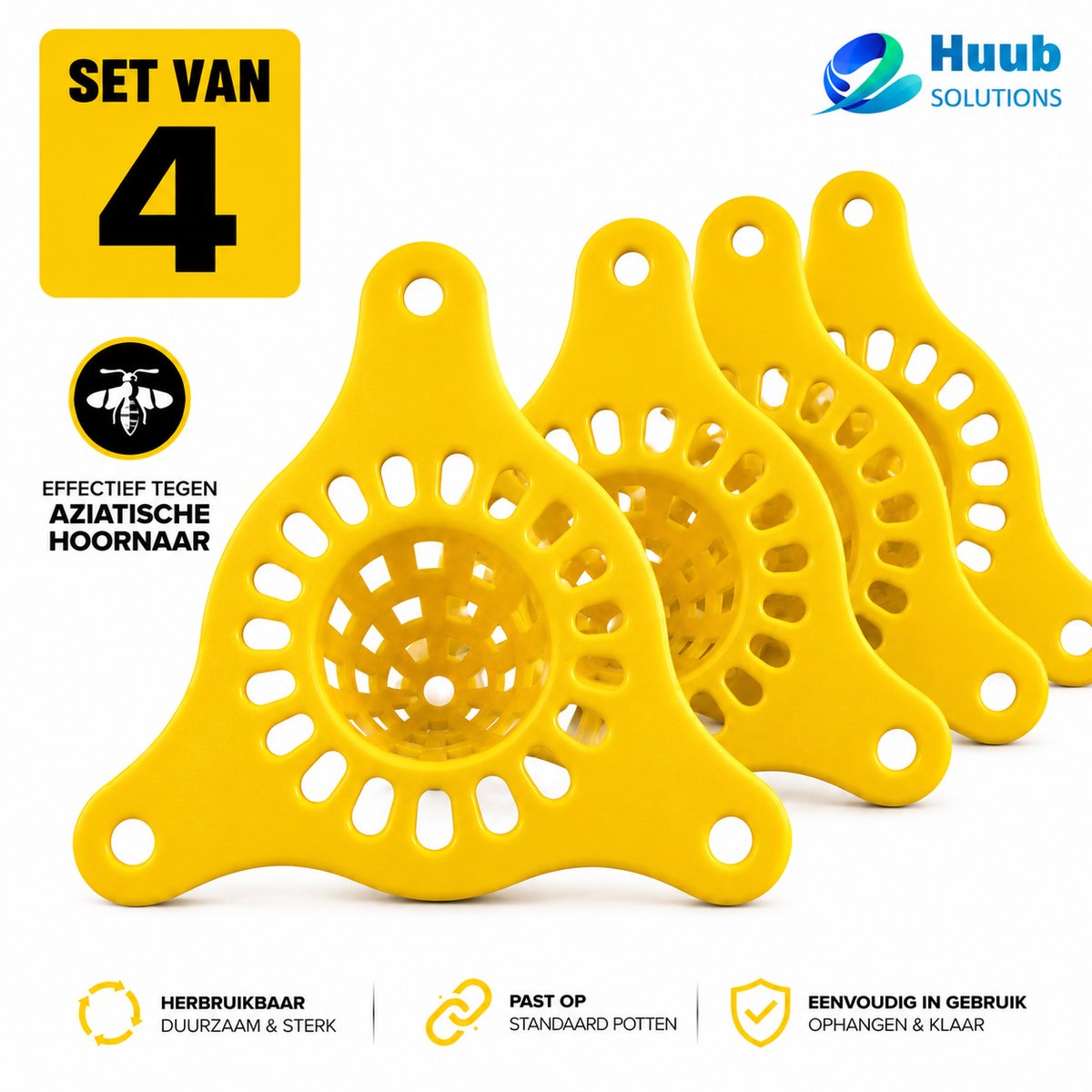 Huubsolutions Aziatische Hoornaar Val - 4 Stuks - Selectieve Hoornaarval - Geel