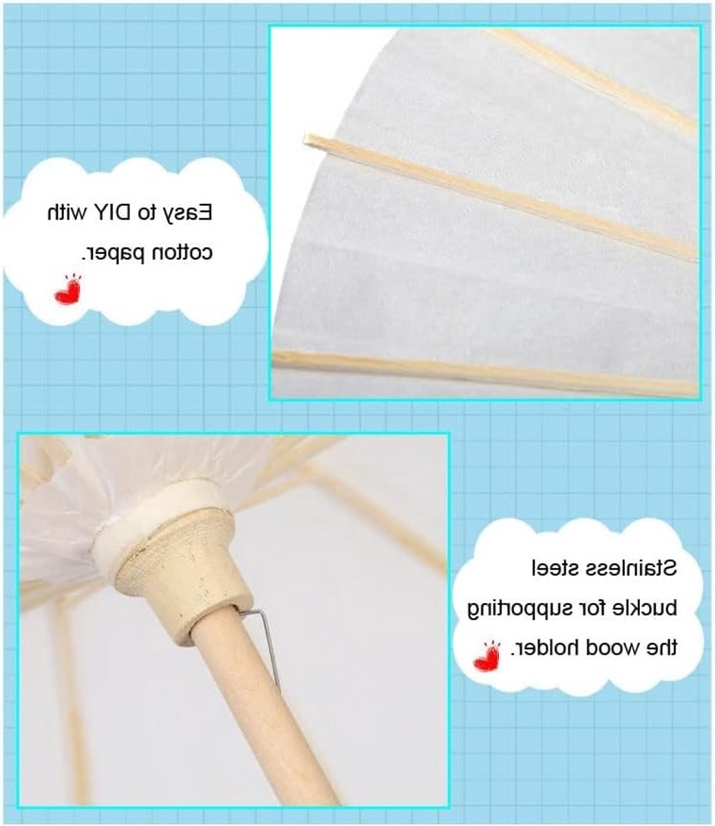 Decoratieve Witte Papieren Parasol 6 Stuks voor DIY Schilderen, Bruiloft en Cosplay - 30cm, Klassieke Chinese Stijl