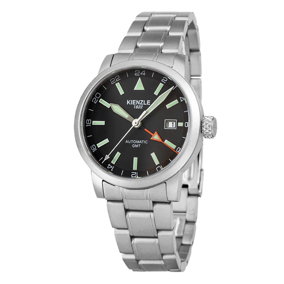KIENZLE Horloge - Flieger - GMT Automatic KT416G - Wijzerplaat Mat Zwart