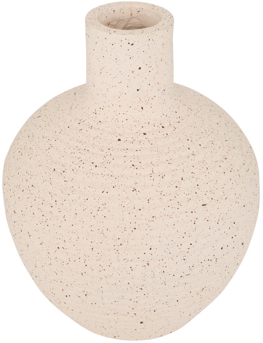 Atmosphera Bloemenvaas Ted - wit - keramiek - D33 x H43 cm - flesvaas - bolvaas