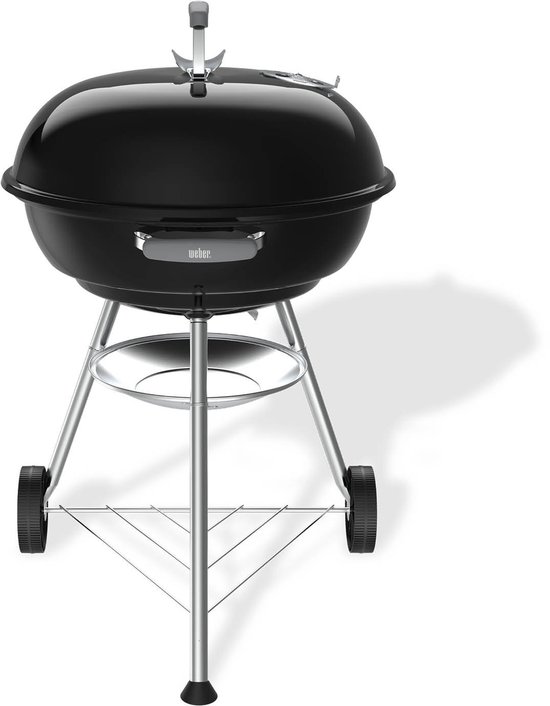 Weber Compact Kettle - Ø 57 cm Grillrooster - Houtskoolbarbecue - Zwart - Asopvangschaal - 2 Duurzame, weerbestendige wielen - Handige dekselhaak - Kras- en roestbestendig