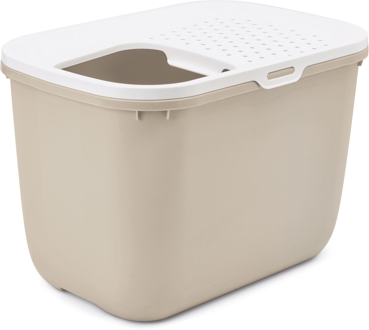 Bol.com Savic Kattentoilet Hop In 38.5 x 58 x 39.5 cm - Kattenbak - Wit & Mokka aanbieding