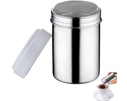 Poederstrooier - Poederdispenser - Kruidencontainer - RVS - Keukengereedschap - Kruidenfles - Geschikt voor koffiepoeder-komijn-chilipoeder - Zilver - 6,5*10 cm