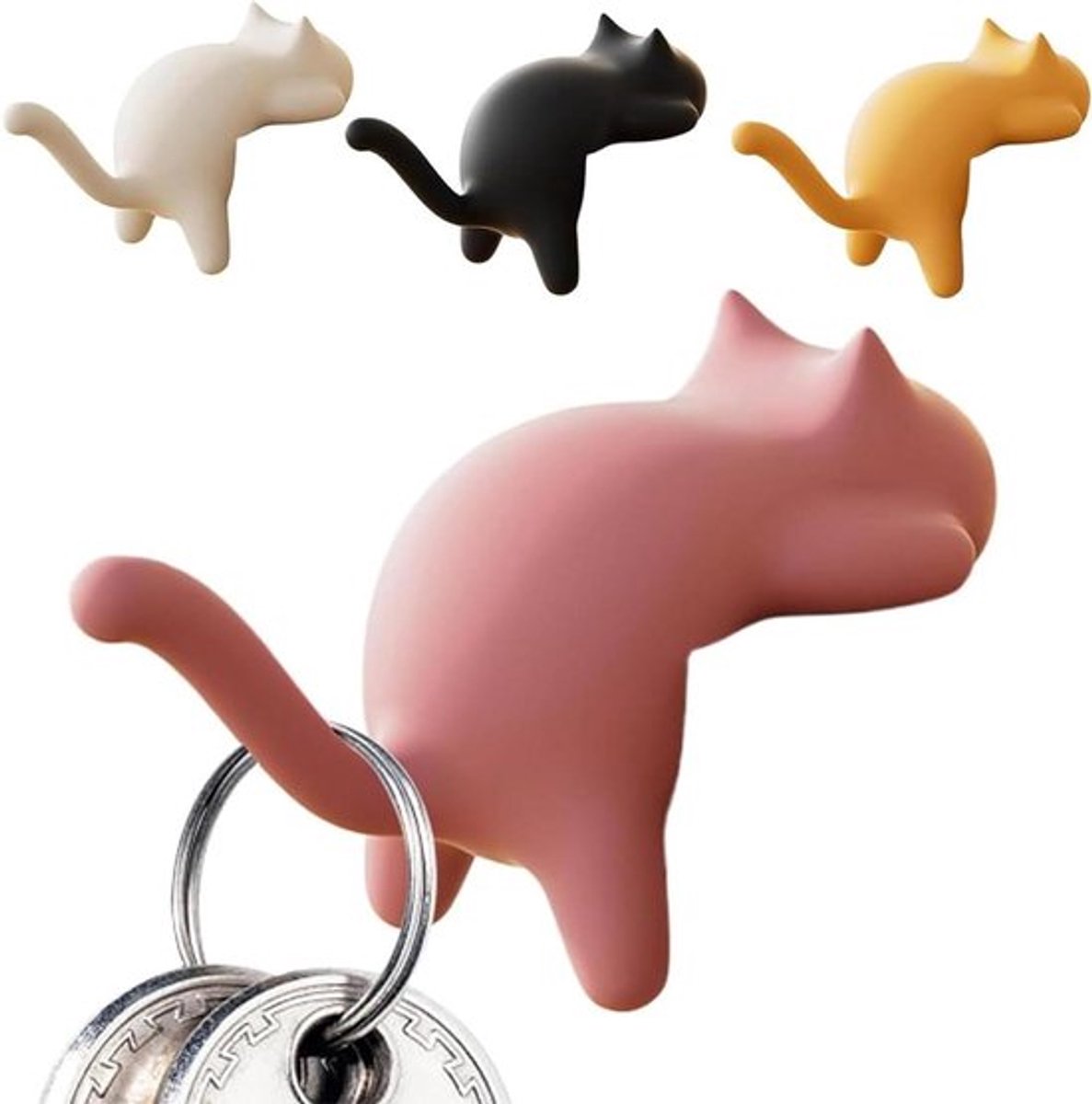 Tafelhaken - Haken - Boorvrije montage - Kattenvorm - Organizer-clips - Sleutels - Koptelefoon - Geschikt voor tassen - Badkamer - Keuken - Klaslokaal.