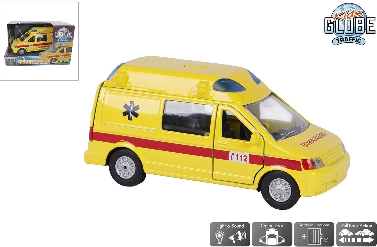 Kids GLOBE ambulance licht geluid 13 cm