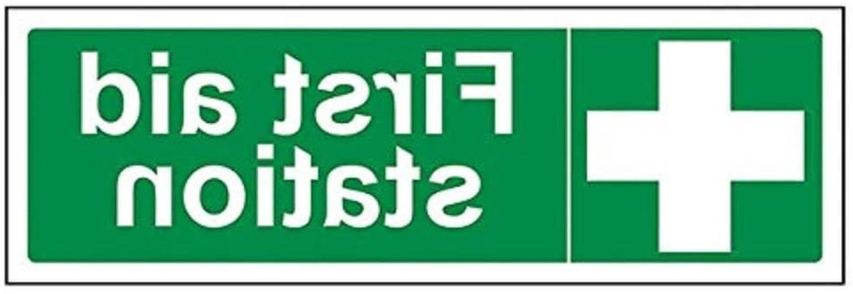 Veiligheidsbord - EHBO-bord - Locatie aangeven - Zelfklevend vinyl - 300 x 100 mm - Groen