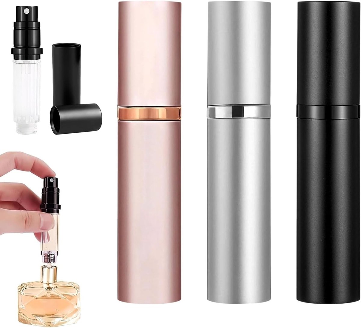 Navulbare parfumverstuivers 5 ml - Lege mini parfumflessen in reisformaat, lekvrij en draagbaar voor handtas, ideaal voor vakantie en werk (3 stuks)