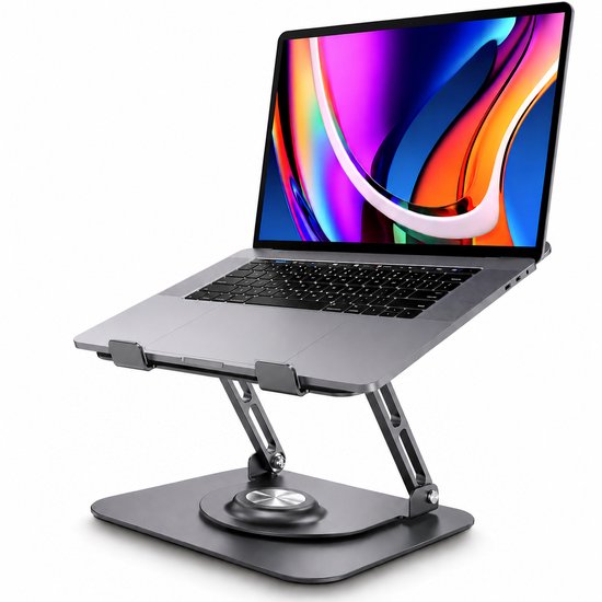 Sounix laptop standaard – 360° draaibaar – aluminium – donkergrijs