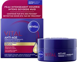 NIVEA VITAL Anti-Rimpel Herstellende Nachtcrème voor Vrouwen - Rijpe Huid - Hydrateert en revitaliseert - Met Vitamine F, Teunisbloemolie en Calcium - 50 ml