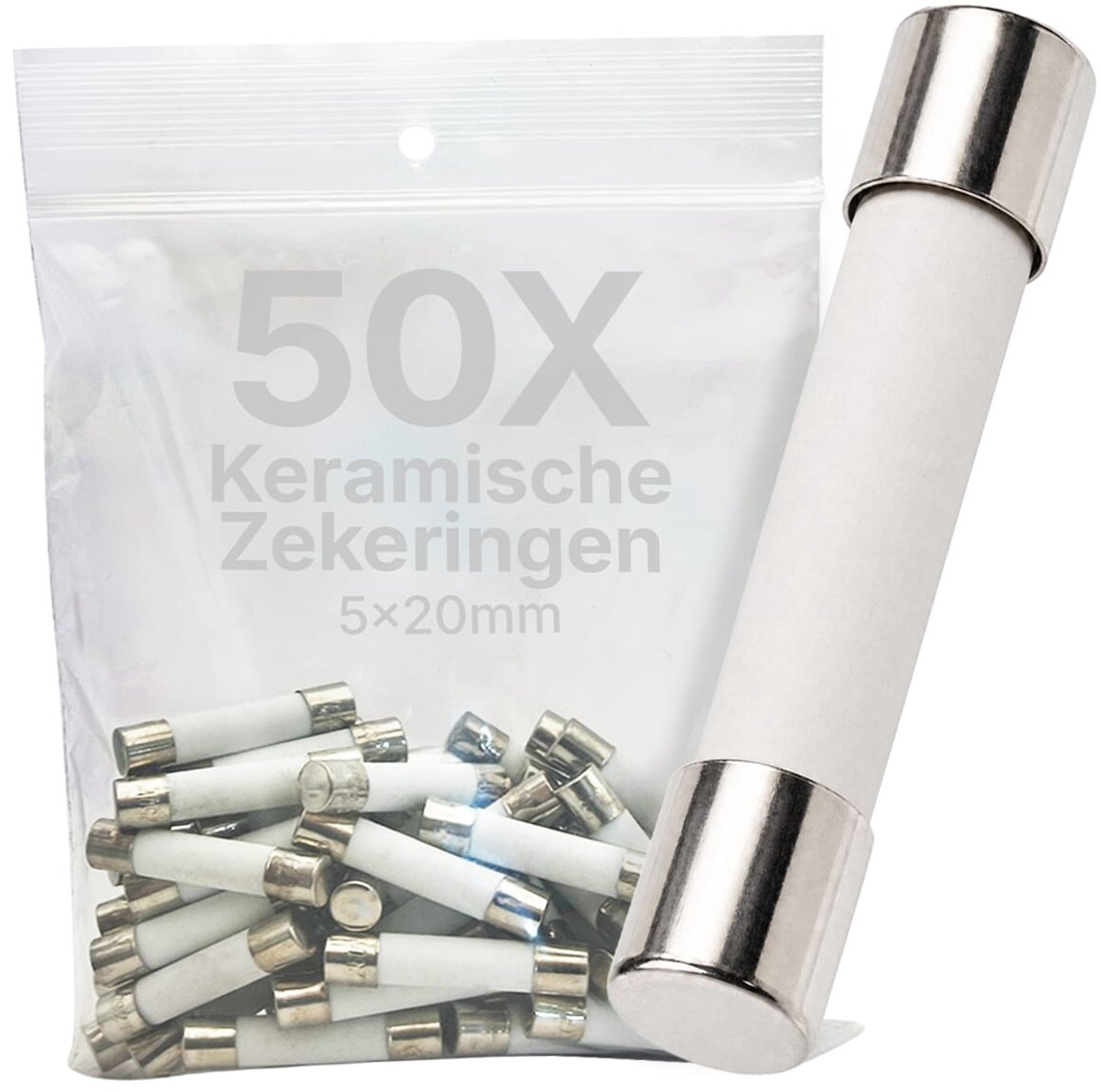 VLTG Keramische Zekering - 5x20mm - 2A - Traag (T) - 250V AC - 50 stuks