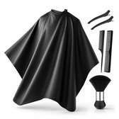 Manteau de coiffure BOTC - Tablier de coiffure avec brosse - Coupe de Cheveux à la maison ou au salon - Adultes et Enfants - 160 x 140 cm - Zwart