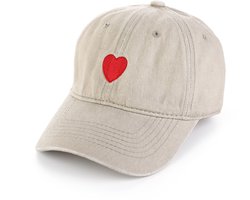 Baseball Cap met Hart-Detail – Charmante Casual Pet – Modieus Headwear voor een Persoonlijke Touch - Beige