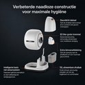 Onderdelen van de Zedar kattenbak: deksel, 82L trommel, extra binnenafdekking en 10L afvalbak.