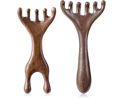 Houten Massage Kam - Hoofdhuid Gua Sha Kam - Verlicht Spanning En Stimuleert Bloedsomloop - Natuurlijk Materiaal Voor Nek En Rug - 2 Stuks Set - Voor Dagelijkse Ontspanning En Haarverzorging