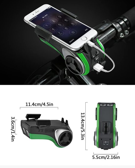 VHV - Fietsverlichting Bluetooth Speaker - LED Fiets Koplamp met Stuurhouder - 400 mAh accu, IPX5 waterbestendig, powerbank functie - voor Mountainbike, E-bike, Stadsfiets en Outdoor Ritten — afbeelding 5