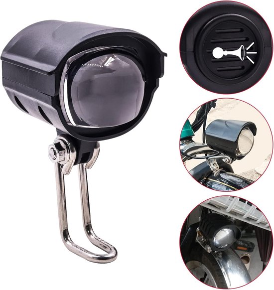 VHV - E-bike koplamp - LED voorlicht voor elektrische fiets - fiets koplamp 36V/48V waterbestendig 180° verstelbaar met claxon - voor e-bike, e-step en scooter — afbeelding 2
