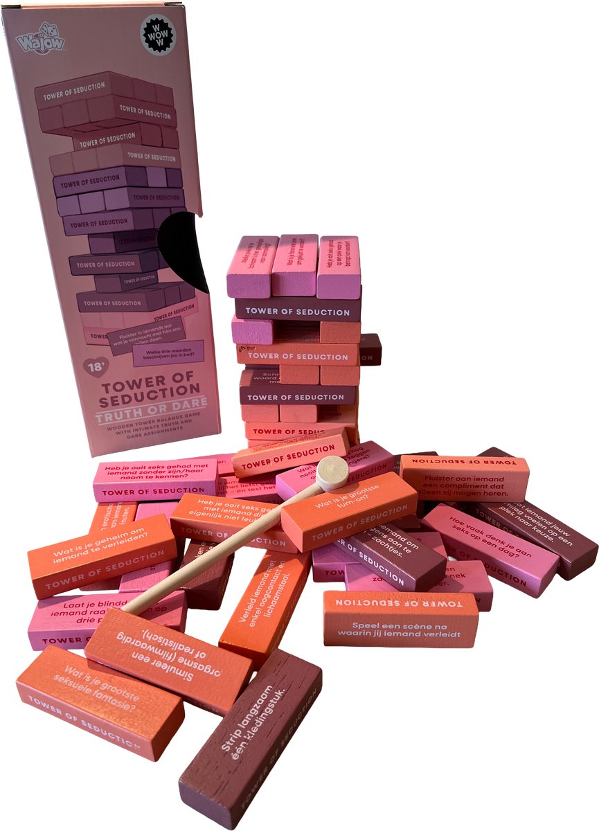 Tower of Seduction - Truth or dare - Toren van verleiding - Koppelspel - Couple blocks Nederlands - Couple games - 54 blokken met intieme vragen en uitdagende opdrachten