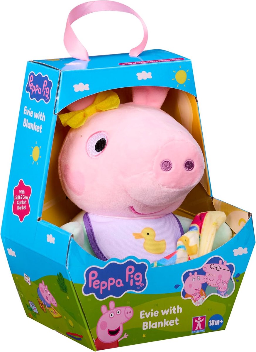 Chillfactor Peppa Pig knuffel Evie met deken - pluche speelgoed.