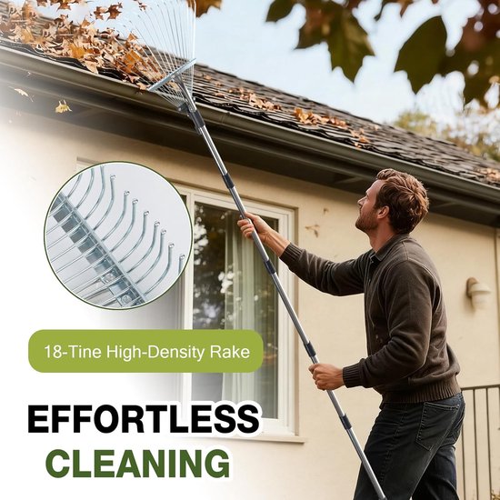 Dailygoods - Verstelbare Loofhark met Telescoopsteel voor Bladeren van Dailygoods — afbeelding 2