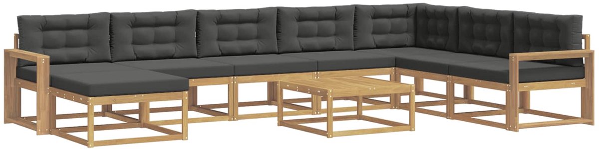 vidaXL Buiten - bank - set - 9 - st - 8-zits - Wit - en - antracietkleurig Wit en antracietkleurig
