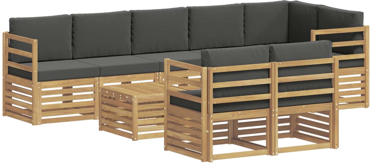 vidaXL Buiten - bank - set - 9 - st - 8-zits - Wit - en - antracietkleurig - Polyester Wit en antracietkleurig