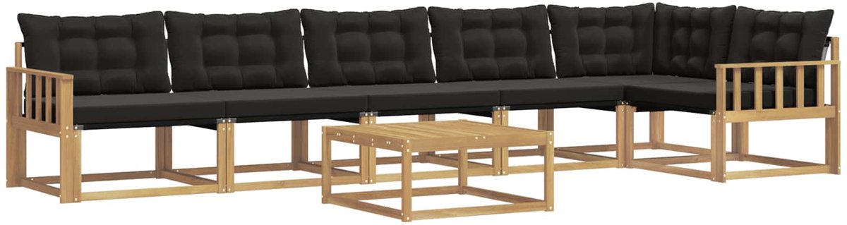vidaXL Buiten - bank - set - 7 - st - Wit - en - zwart Wit en zwart