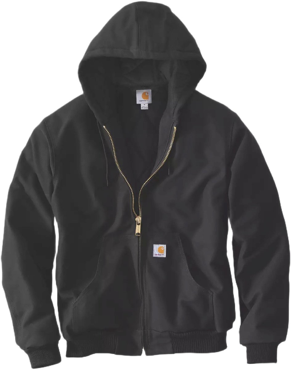 Carhartt Firm Duck Insulated Flannel-Lined Active Textiel jas Zwart