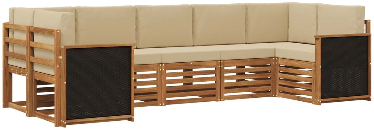 vidaXL Buiten - bank - set - 7 - st - 7-zits - Natuurlijk - en - Beige Natuurlijk en Beige