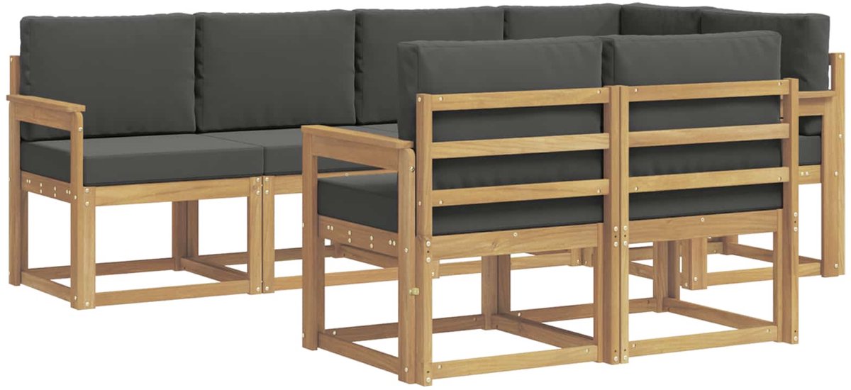 vidaXL Buiten - bank - set - 7 - st - 7-zits - Wit - en - antracietkleurig - Polyester Wit en antracietkleurig