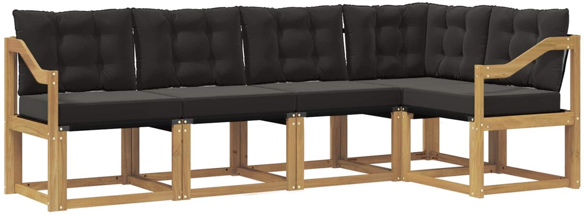 vidaXL Buiten - bank - set - 5 - st - 5-zits - Wit - en - zwart Wit en zwart