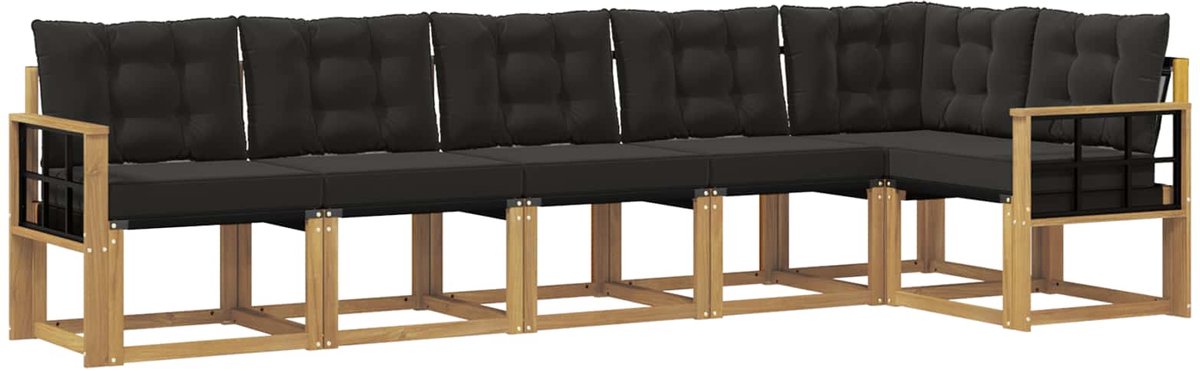vidaXL Buiten - bank - set - 6 - st - 6-zits - Wit - en - zwart Wit en zwart
